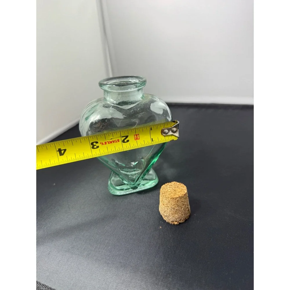 Heart Shaped Glass Bottle Jar with Cork Stopper Made in‎ Spain Decorative vase